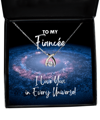 Fiancee Gift - I Love You In Every Universe - Wishbone Necklace for Birthday, Anniversary, Valentine's Day, Mother's Day, Christmas - Jewelry Gift for Comic Book Fiancee