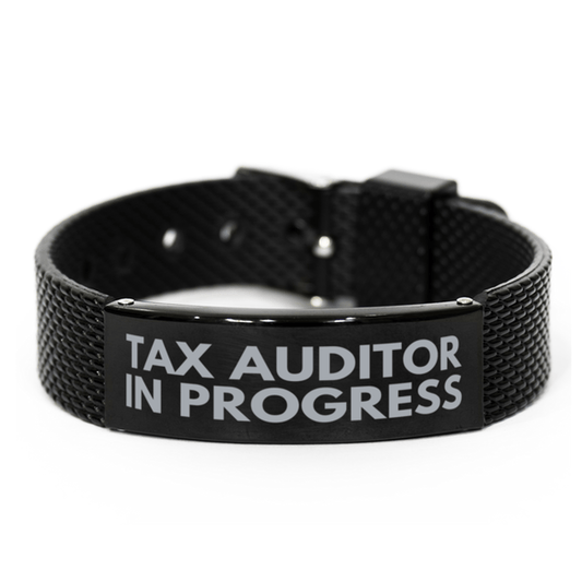 Inspirational Tax Auditor Black Shark Mesh Bracelet, Tax Auditor In Progress, Best Graduation Gifts for Students