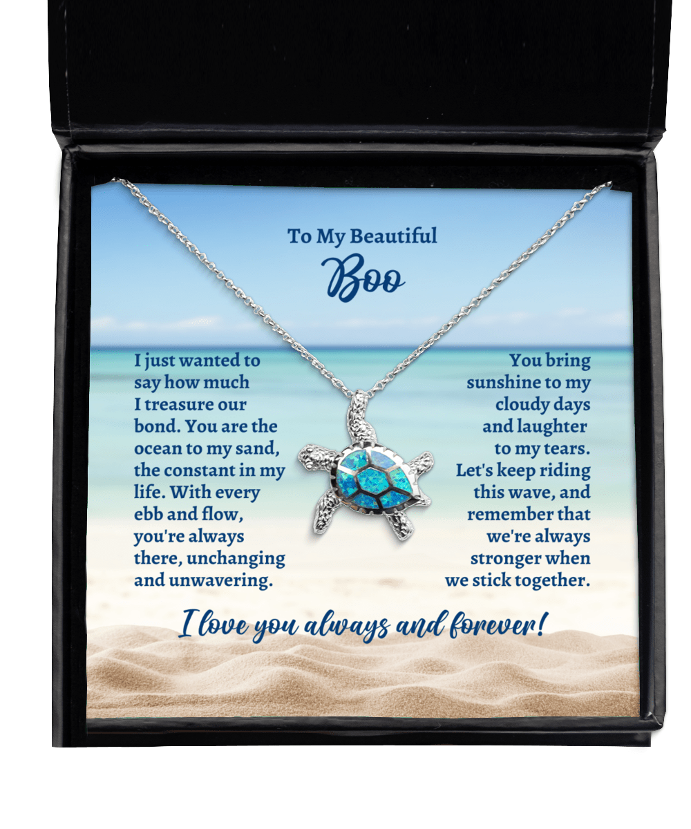 To My Boo Opal Sea Turtle Necklace - Gift for Mother's Day, Birthday, Wedding, Christmas, Anniversary - Gift for Girlfriend, Wife, Fiancee