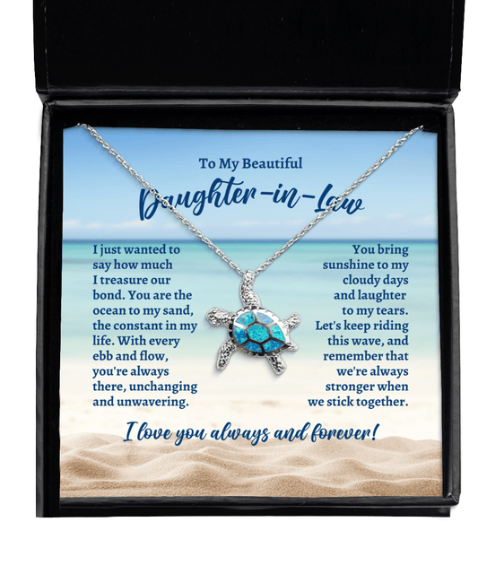 To My Daughter-in-Law Opal Sea Turtle Necklace - Gift for Mother's Day, Birthday, Wedding, Christmas - Jewelry Gift for Daughter-in-Law