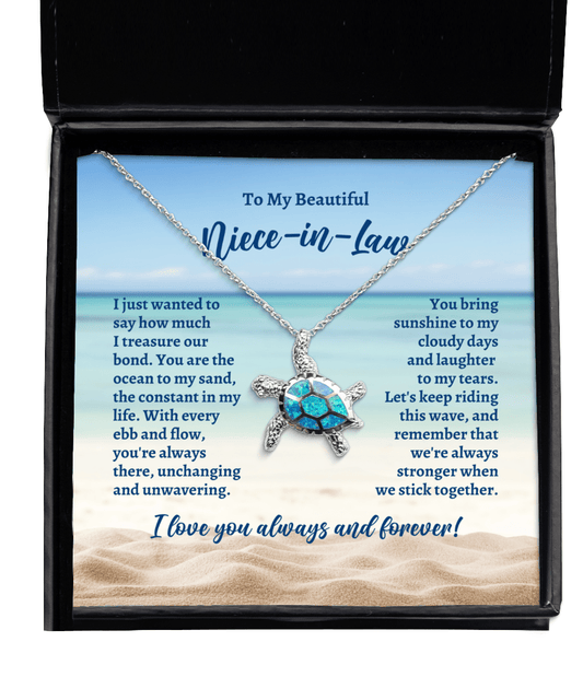 To My Niece-in-Law Opal Sea Turtle Necklace - Motivational Gift for Mother's Day, Birthday, Wedding, Christmas - Gift for Niece-in-Law