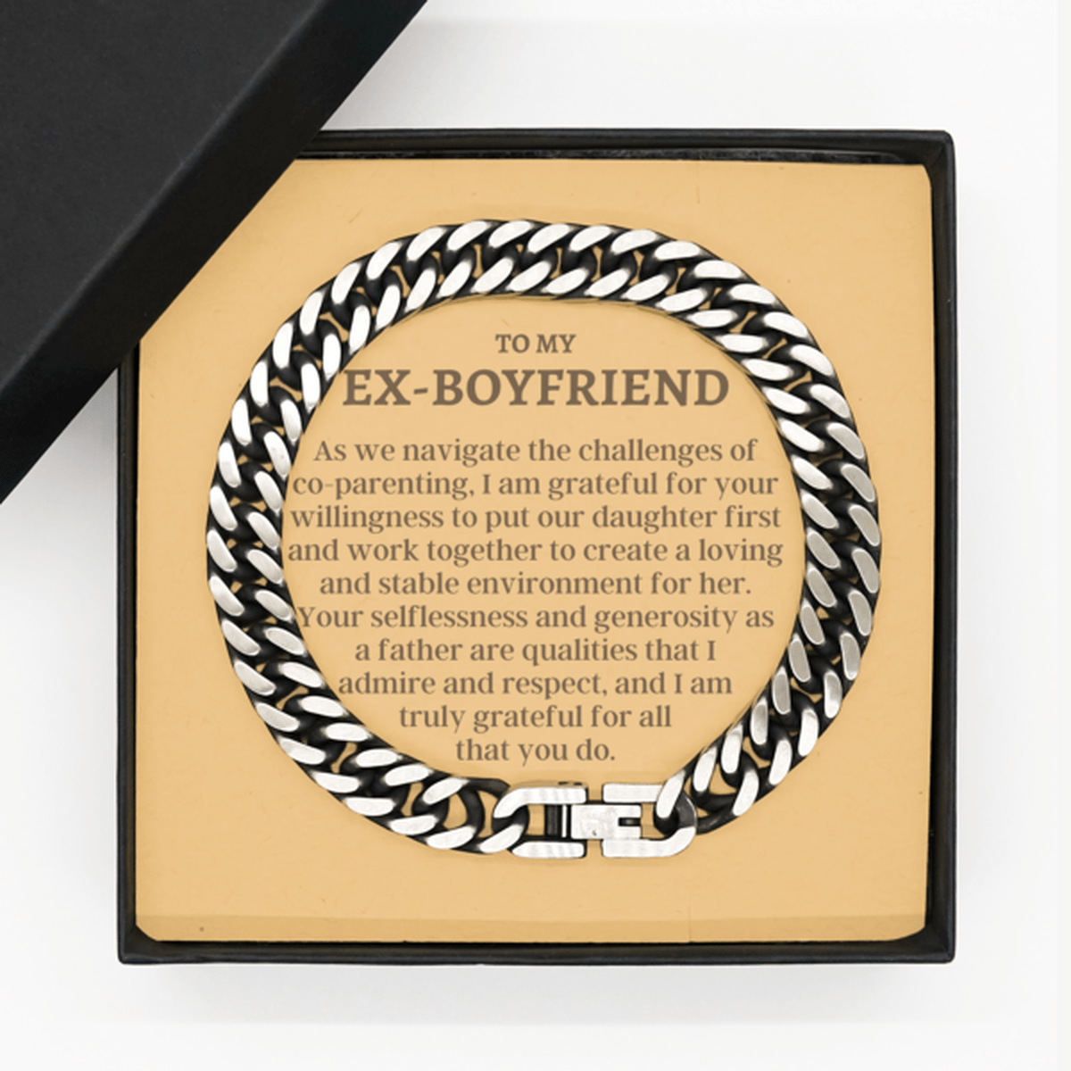 To My Ex-Boyfriend Cuban Link Chain Bracelet - Breakup Gift - Co-Parenting Our Daughter - Breakup Jewelry for Ex - Ex-Boyfriend Father's Day