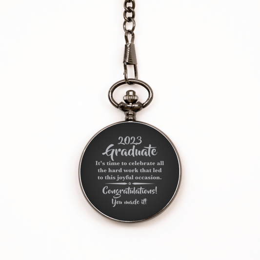 2023 Graduate Black Pocket Watch - Graduation Gift for Son, Grandson, Nephew, Brother - Class of 2023 Gift