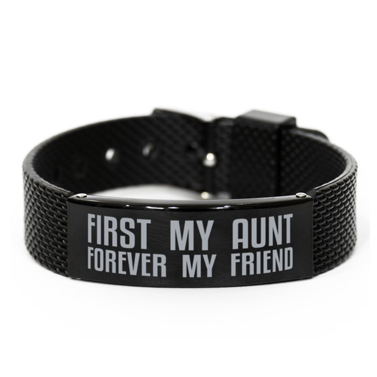 Unique Aunt Black Shark Mesh Bracelet, First My Aunt Forever My Friend, Best Gift for Aunt Birthday, Christmas