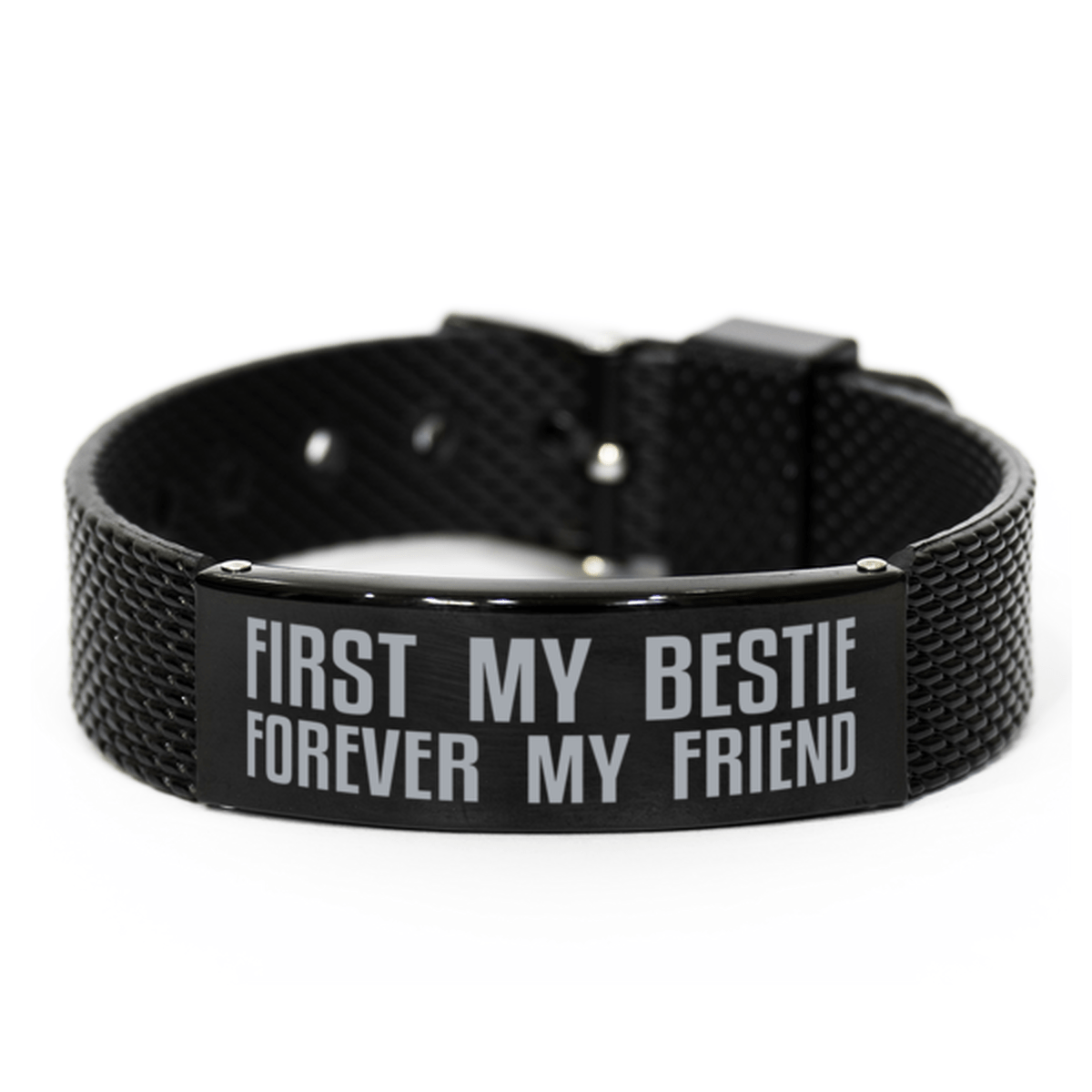 Unique Bestie Black Shark Mesh Bracelet, First My Bestie Forever My Friend, Best Gift for Bestie Birthday, Christmas