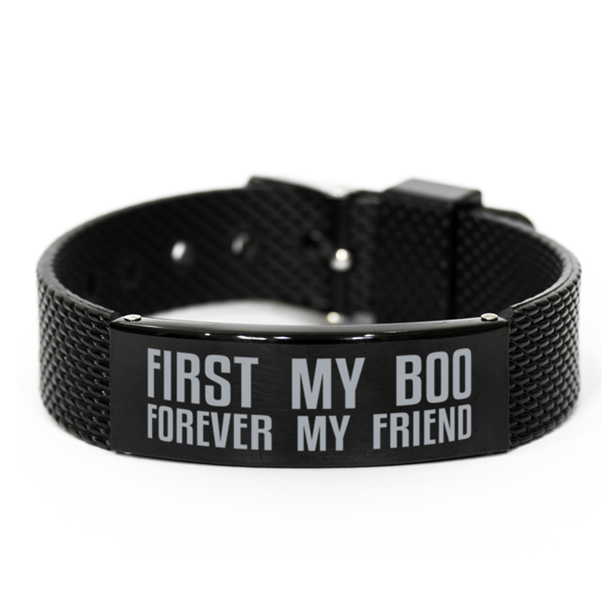 Unique Boo Black Shark Mesh Bracelet, First My Boo Forever My Friend, Best Gift for Boo Anniversary, Birthday, Christmas