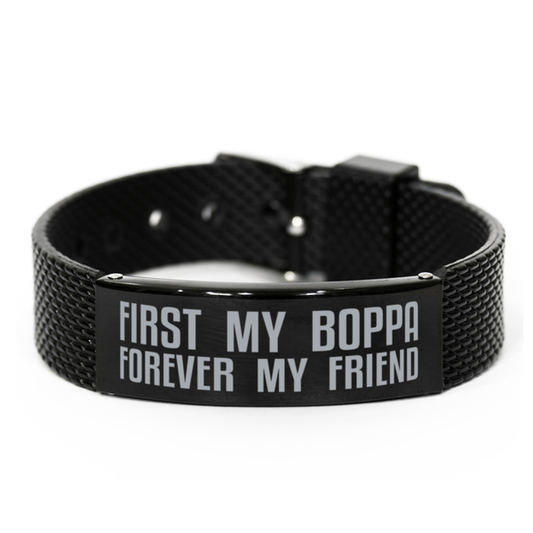 Unique Boppa Black Shark Mesh Bracelet, First My Boppa Forever My Friend, Best Gift for Boppa Birthday, Christmas