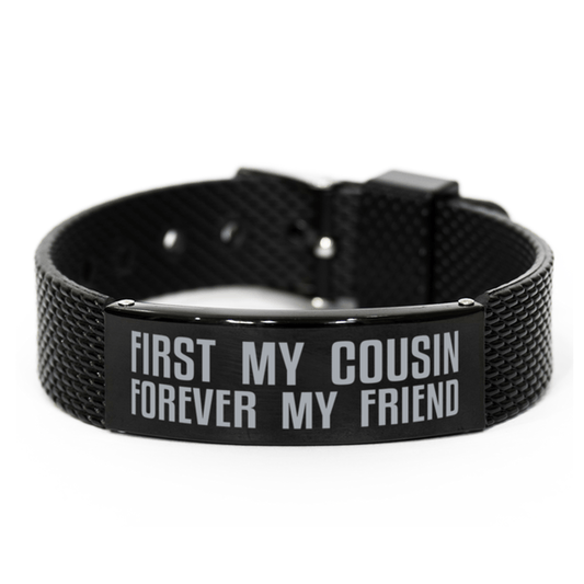 Unique Cousin Black Shark Mesh Bracelet, First My Cousin Forever My Friend, Best Gift for Cousin Birthday, Christmas