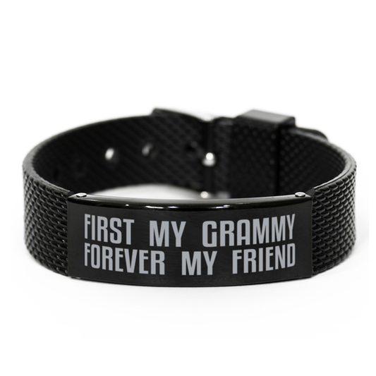 Unique Grammy Black Shark Mesh Bracelet, First My Grammy Forever My Friend, Best Gift for Grammy Birthday, Christmas