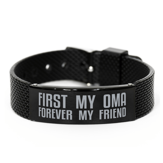 Unique Oma Black Shark Mesh Bracelet, First My Oma Forever My Friend, Best Gift for Oma Birthday, Christmas