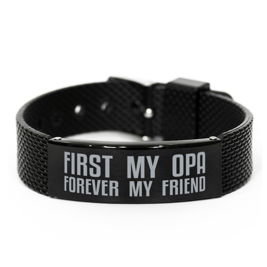 Unique Opa Black Shark Mesh Bracelet, First My Opa Forever My Friend, Best Gift for Opa Birthday, Christmas