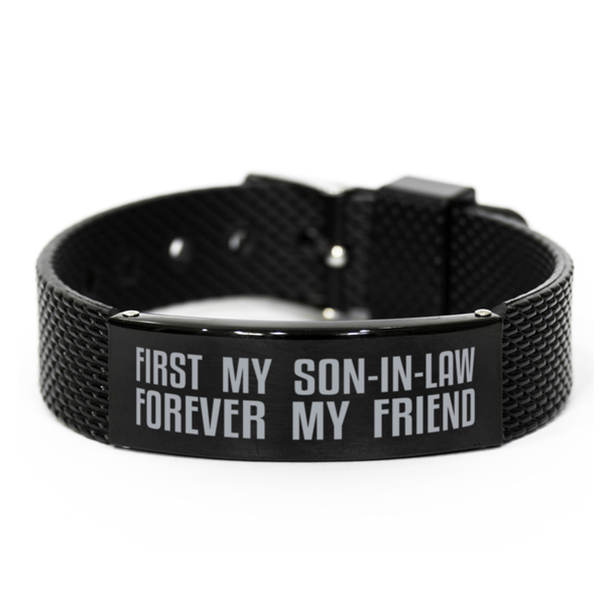 Unique Son-in-law Black Shark Mesh Bracelet, First My Son-in-law Forever My Friend, Best Gift for Son-in-law Birthday, Christmas