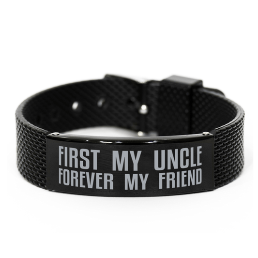 Unique Uncle Black Shark Mesh Bracelet, First My Uncle Forever My Friend, Best Gift for Uncle Birthday, Christmas