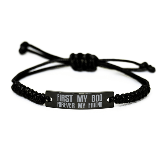 Unique Boo Engraved Rope Bracelet, First My Boo Forever My Friend, Best Gift for Boo Anniversary, Birthday, Christmas