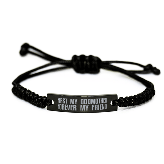 Unique Godmother Engraved Rope Bracelet, First My Godmother Forever My Friend, Best Gift for Godmother Mothers Day, Birthday, Christmas