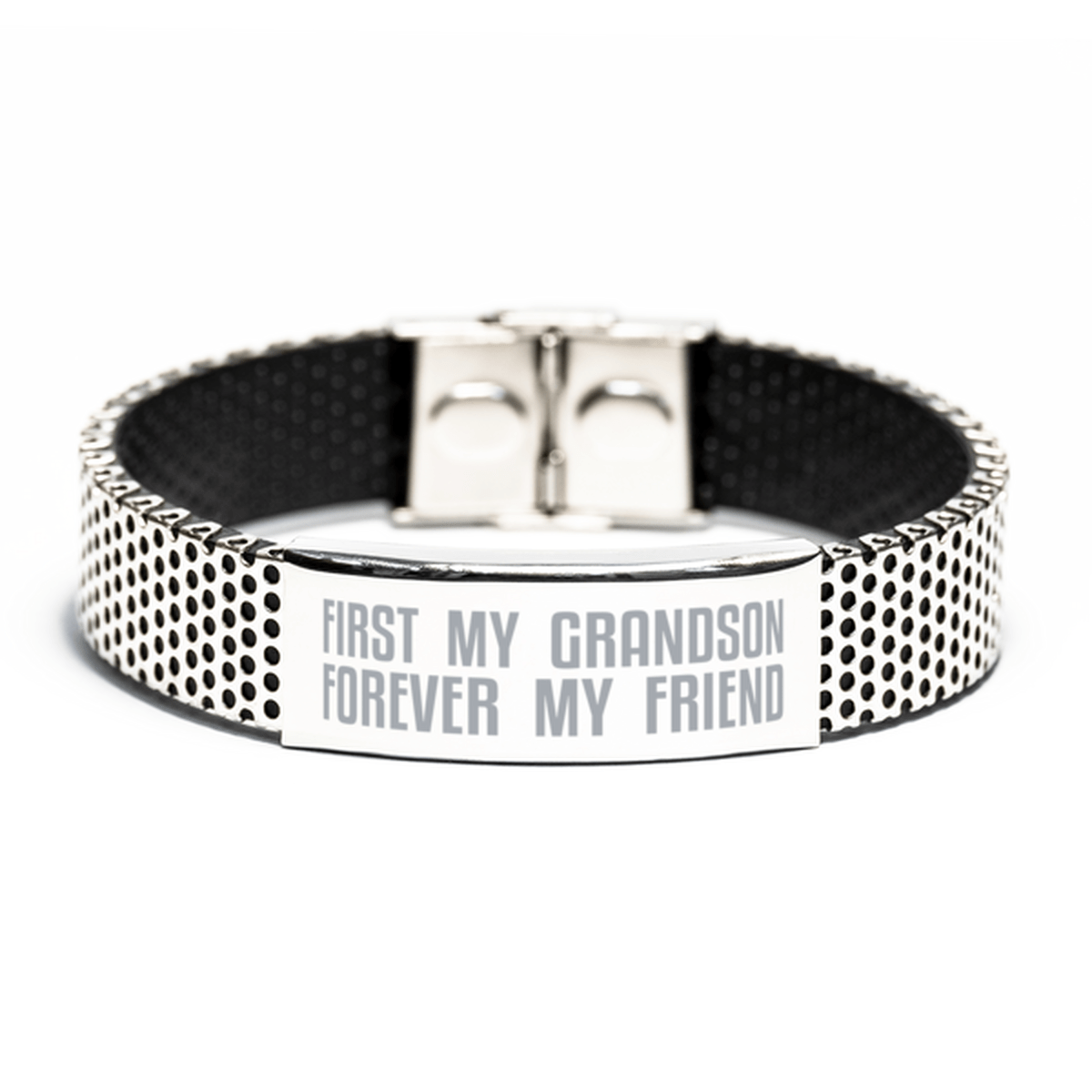 Unique Grandson Stainless Steel Bracelet, First My Grandson Forever My Friend, Best Gift for Grandson Birthday, Christmas