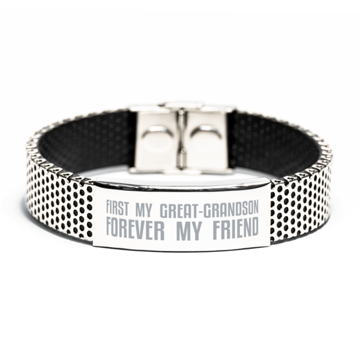 Unique Great-grandson Stainless Steel Bracelet, First My Great-grandson Forever My Friend, Best Gift for Great-grandson Birthday, Christmas