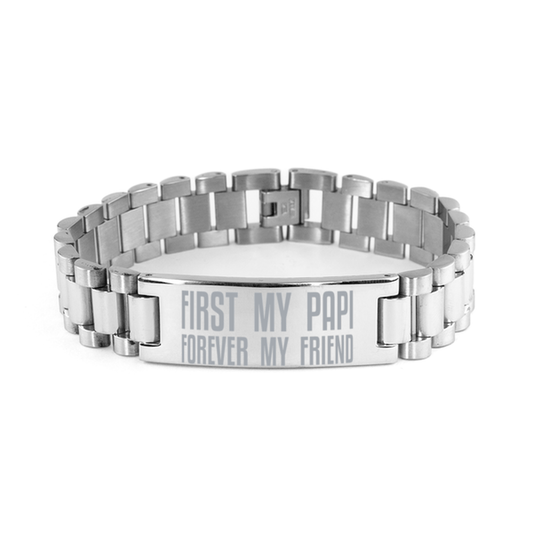Unique Papi Cuban Chain Bracelet, First My Papi Forever My Friend, Best Gift for Papi Fathers Day, Birthday, Christmas