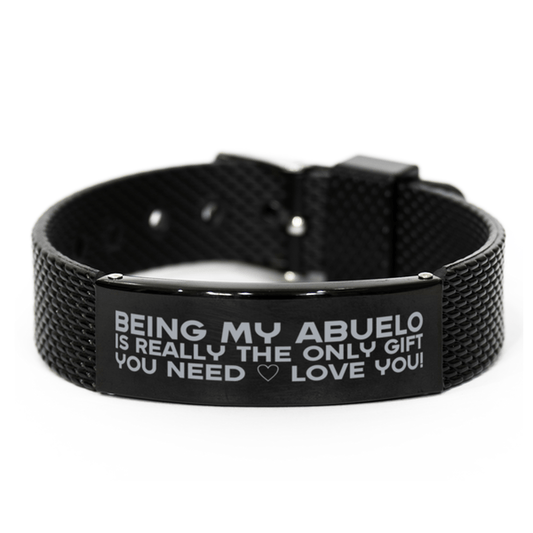 Funny Abuelo Black Shark Mesh Bracelet, Being My Abuelo Is Really the Only Gift You Need, Best Birthday Gifts for Abuelo