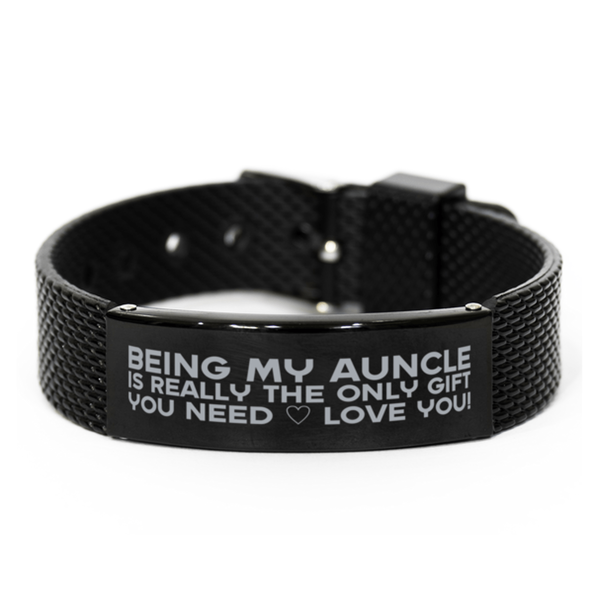 Funny Auncle Black Shark Mesh Bracelet, Being My Auncle Is Really the Only Gift You Need, Best Birthday Gifts for Auncle