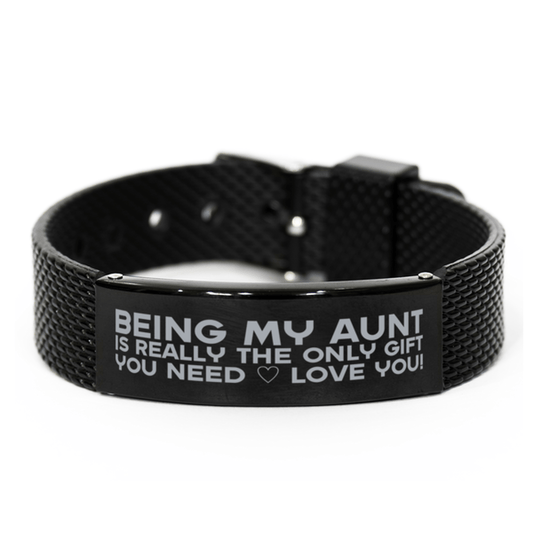 Funny Aunt Black Shark Mesh Bracelet, Being My Aunt Is Really the Only Gift You Need, Best Birthday Gifts for Aunt