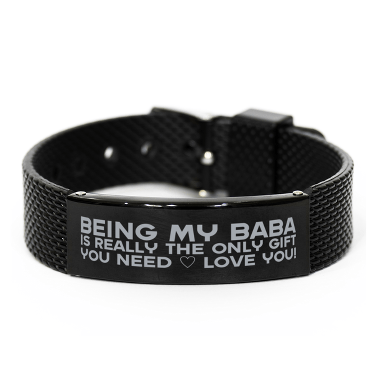 Funny Baba Black Shark Mesh Bracelet, Being My Baba Is Really the Only Gift You Need, Best Birthday Gifts for Baba