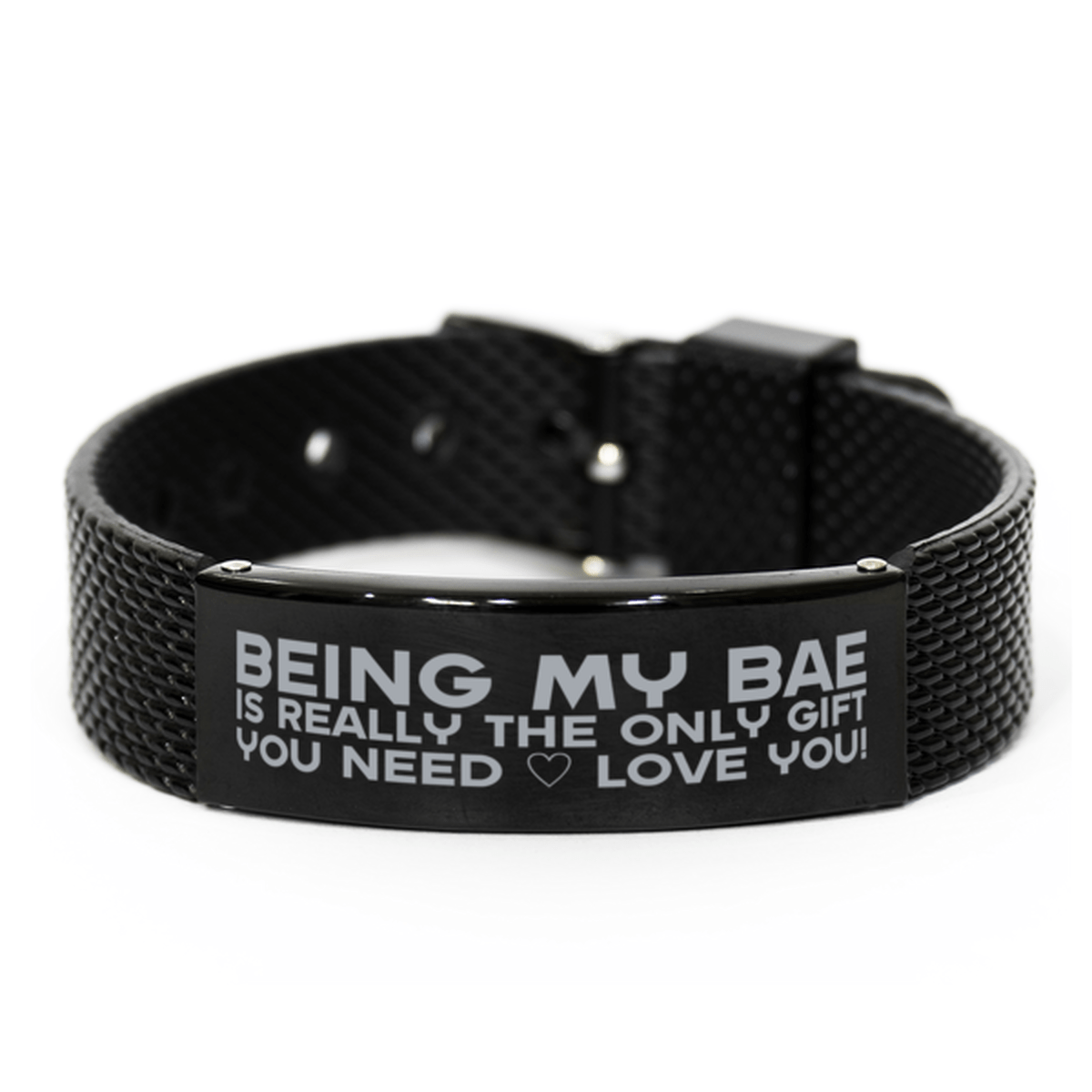 Funny Bae Black Shark Mesh Bracelet, Being My Bae Is Really the Only Gift You Need, Best Birthday Gifts for Bae