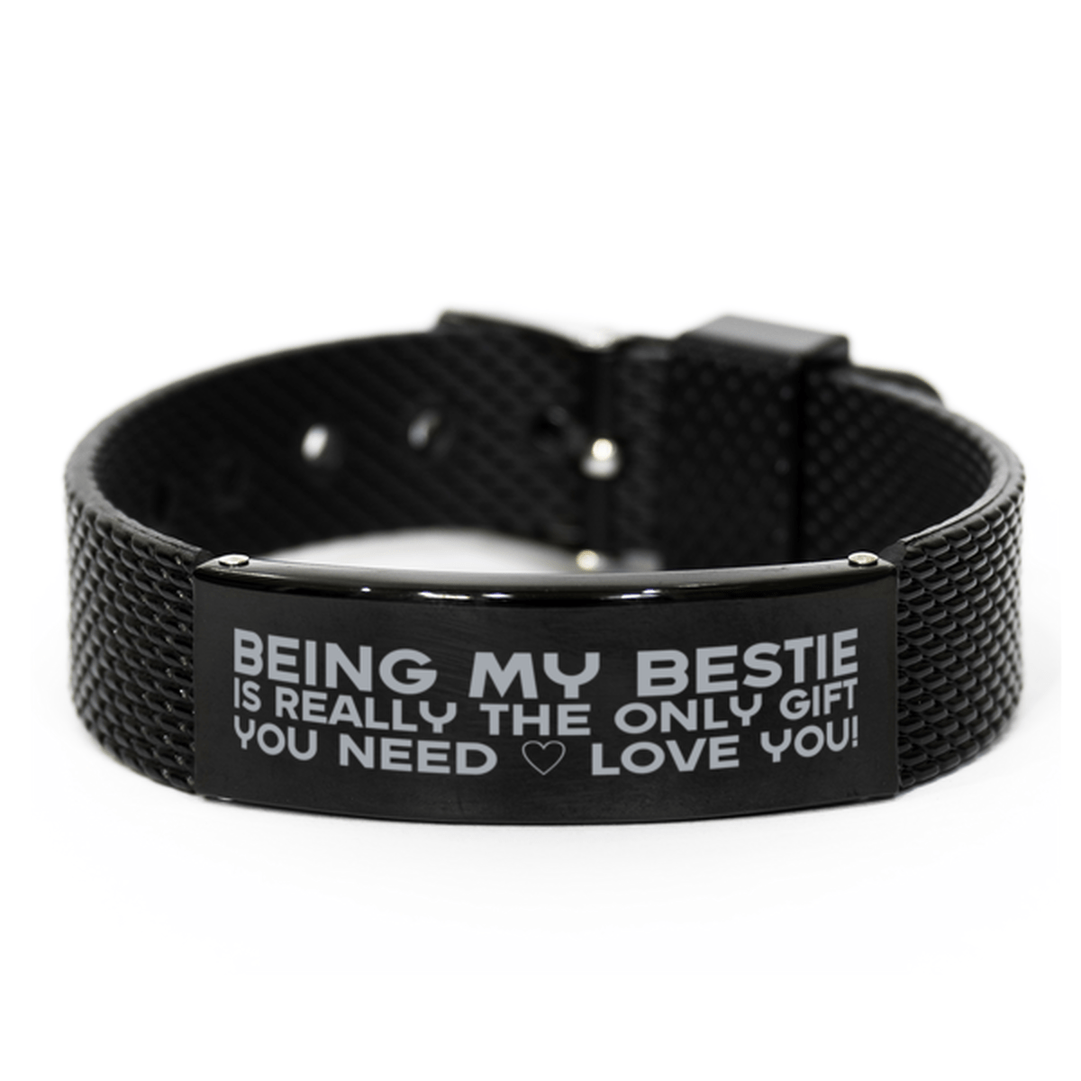 Funny Bestie Black Shark Mesh Bracelet, Being My Bestie Is Really the Only Gift You Need, Best Birthday Gifts for Bestie