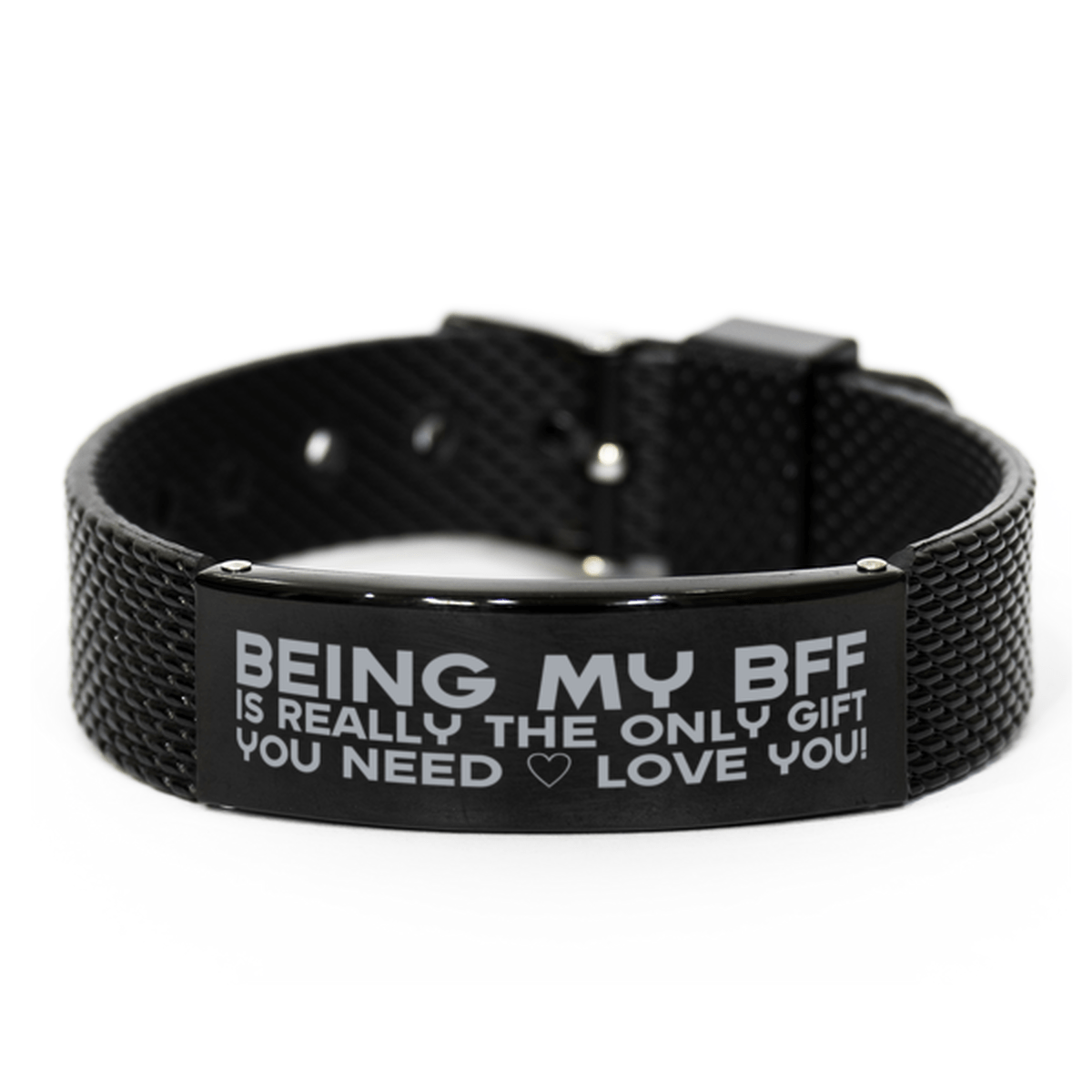 Funny BFF Black Shark Mesh Bracelet, Being My BFF Is Really the Only Gift You Need, Best Birthday Gifts for BFF