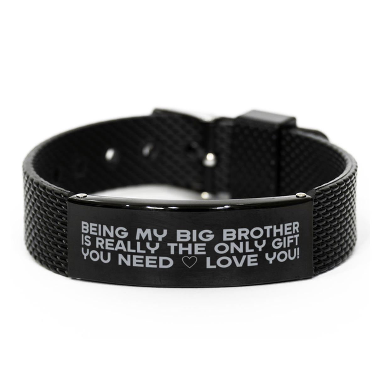 Funny Big Brother Black Shark Mesh Bracelet, Being My Big Brother Is Really the Only Gift You Need, Best Birthday Gifts for Big Brother