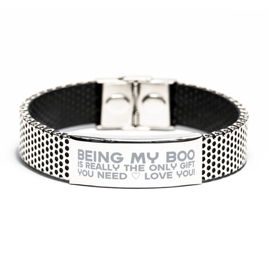 Funny Boo Stainless Steel Bracelet, Being My Boo Is Really the Only Gift You Need, Best Birthday Gifts for Boo