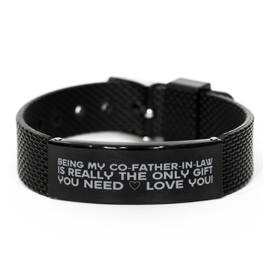 Funny Co-father-in-law Black Shark Mesh Bracelet, Being My Co-father-in-law Is Really the Only Gift You Need, Best Birthday Gifts for Co-father-in-law