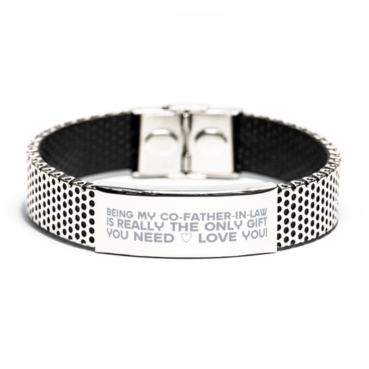 Funny Co-father-in-law Stainless Steel Bracelet, Being My Co-father-in-law Is Really the Only Gift You Need, Best Birthday Gifts for Co-father-in-law