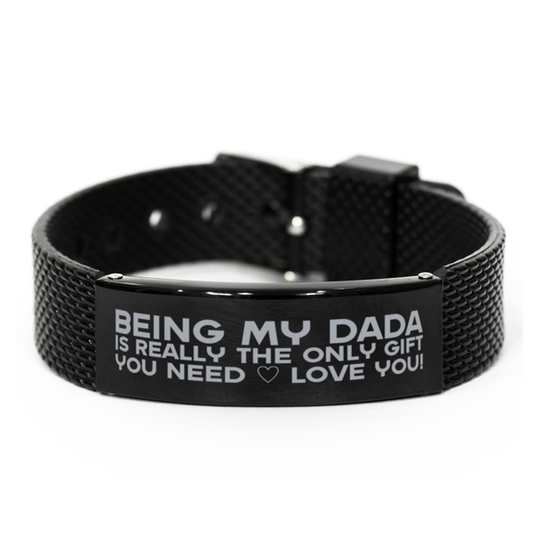 Funny Dada Black Shark Mesh Bracelet, Being My Dada Is Really the Only Gift You Need, Best Birthday Gifts for Dada