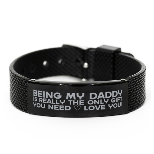Funny Daddy Black Shark Mesh Bracelet, Being My Daddy Is Really the Only Gift You Need, Best Birthday Gifts for Daddy