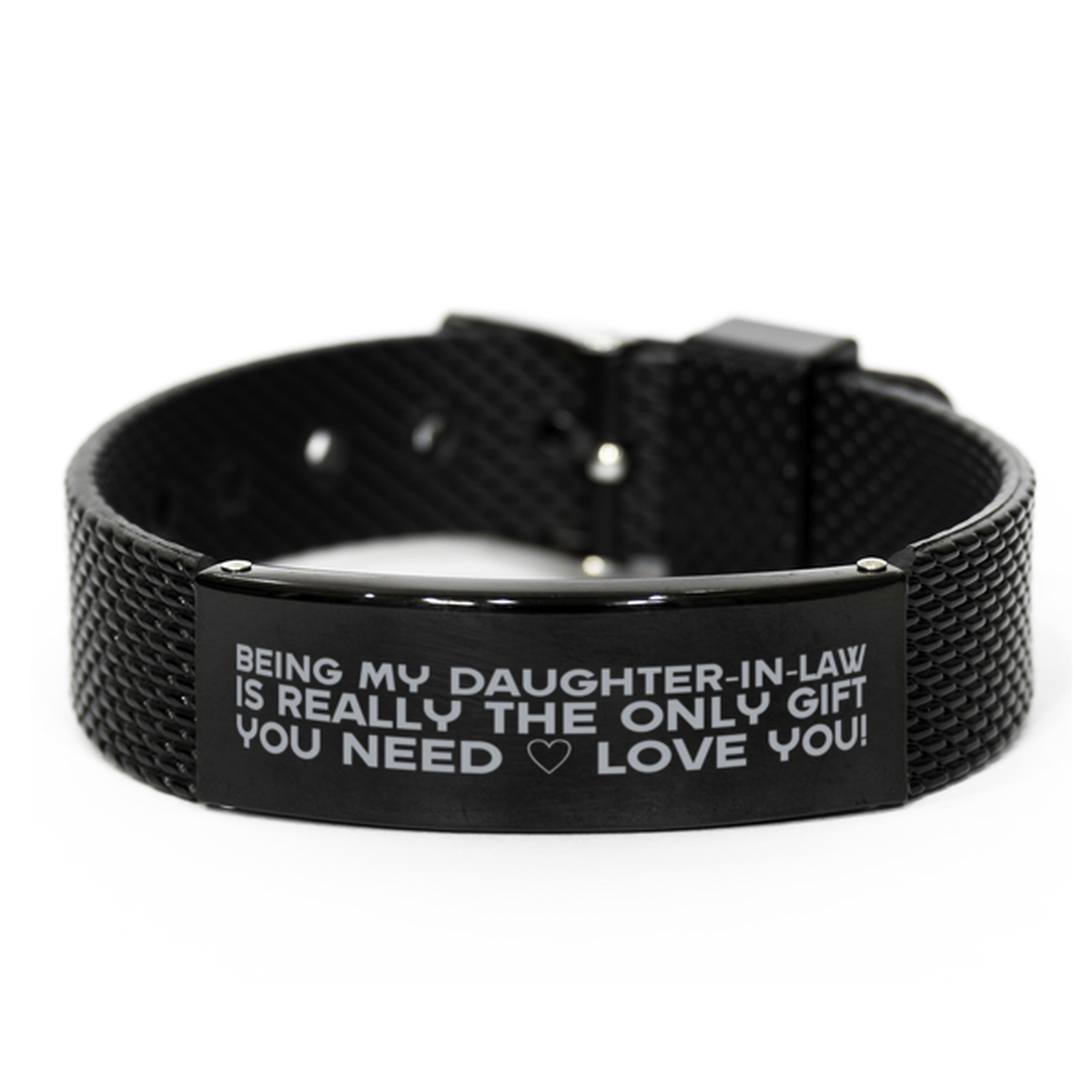 Funny Daughter-in-law Black Shark Mesh Bracelet, Being My Daughter-in-law Is Really the Only Gift You Need, Best Birthday Gifts for Daughter-in-law