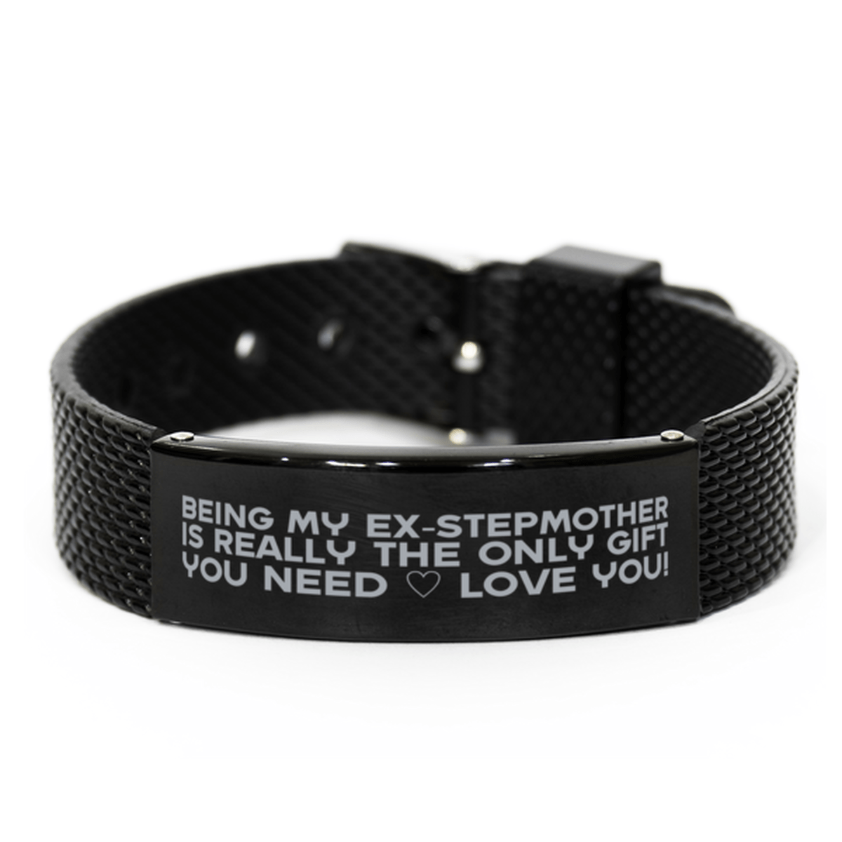 Funny Ex-stepmother Black Shark Mesh Bracelet, Being My Ex-stepmother Is Really the Only Gift You Need, Best Birthday Gifts for Ex-stepmother