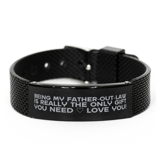 Funny Father-out-law Black Shark Mesh Bracelet, Being My Father-out-law Is Really the Only Gift You Need, Best Birthday Gifts for Father-out-law