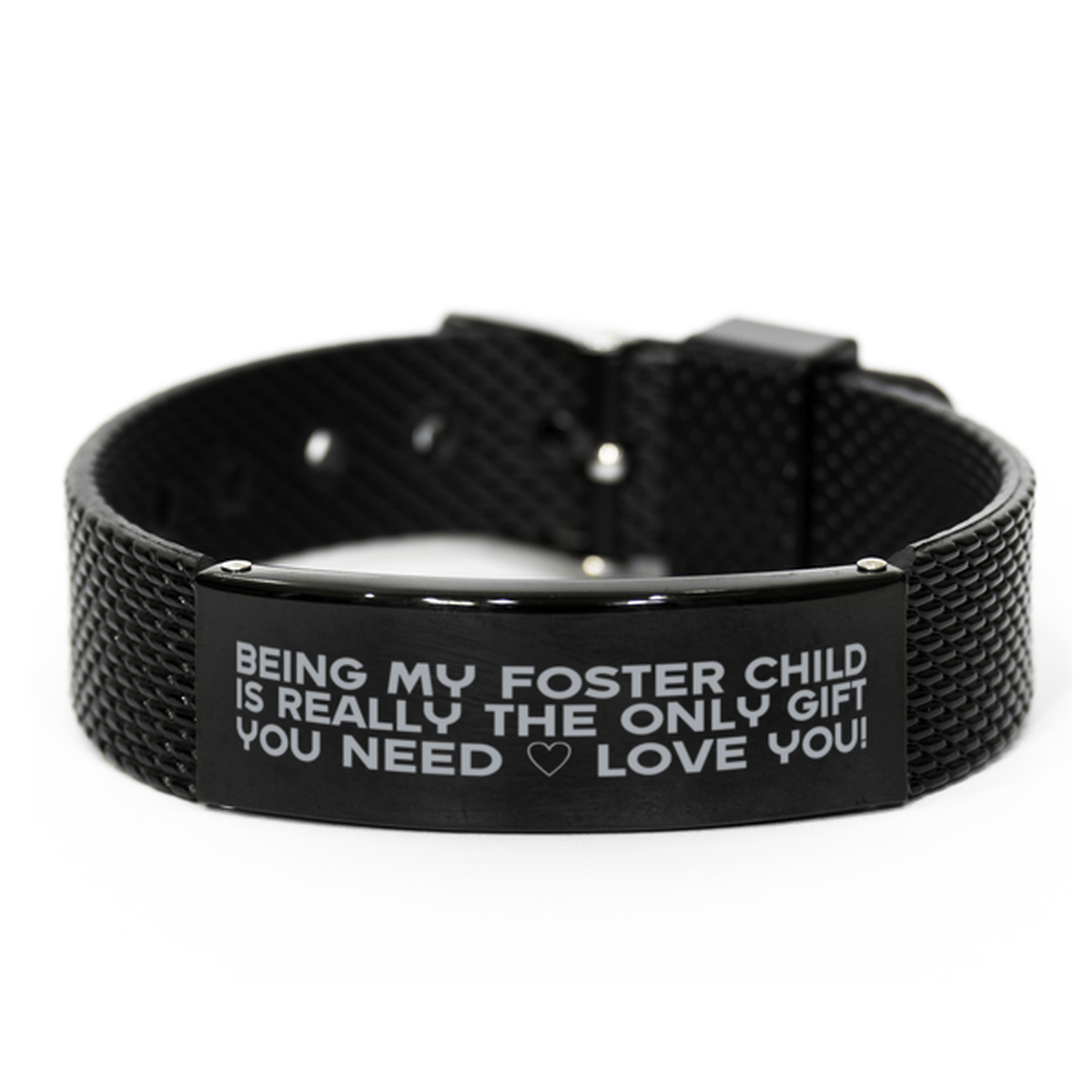 Funny Foster Child Black Shark Mesh Bracelet, Being My Foster Child Is Really the Only Gift You Need, Best Birthday Gifts for Foster Child