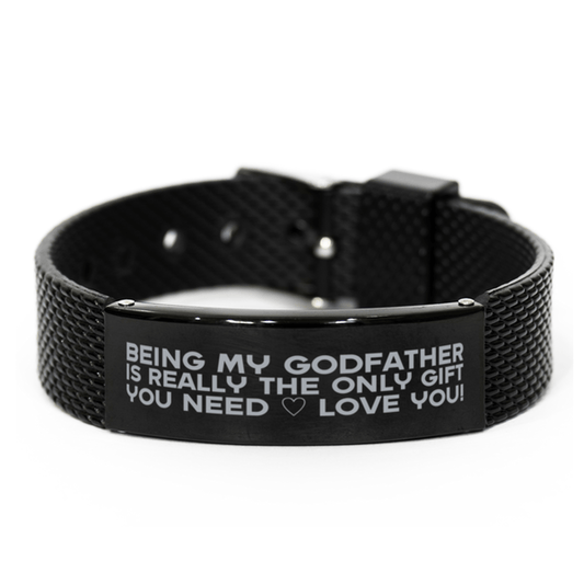 Funny Godfather Black Shark Mesh Bracelet, Being My Godfather Is Really the Only Gift You Need, Best Birthday Gifts for Godfather