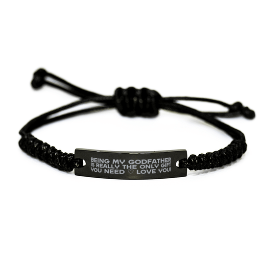 Funny Godfather Engraved Rope Bracelet, Being My Godfather Is Really the Only Gift You Need, Best Birthday Gifts for Godfather