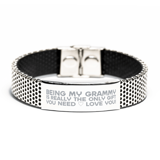 Funny Grammy Stainless Steel Bracelet, Being My Grammy Is Really the Only Gift You Need, Best Birthday Gifts for Grammy