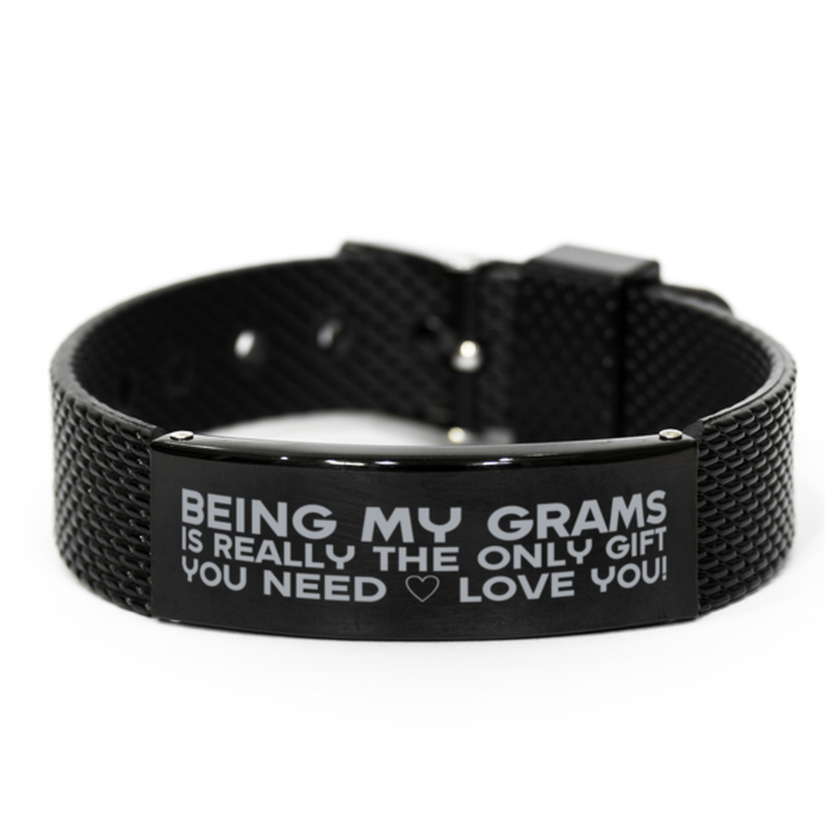 Funny Grams Black Shark Mesh Bracelet, Being My Grams Is Really the Only Gift You Need, Best Birthday Gifts for Grams