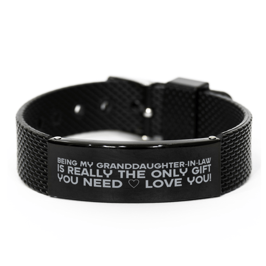 Funny Granddaughter-in-law Black Shark Mesh Bracelet, Being My Granddaughter-in-law Is Really the Only Gift You Need, Best Birthday Gifts for Granddaughter-in-law