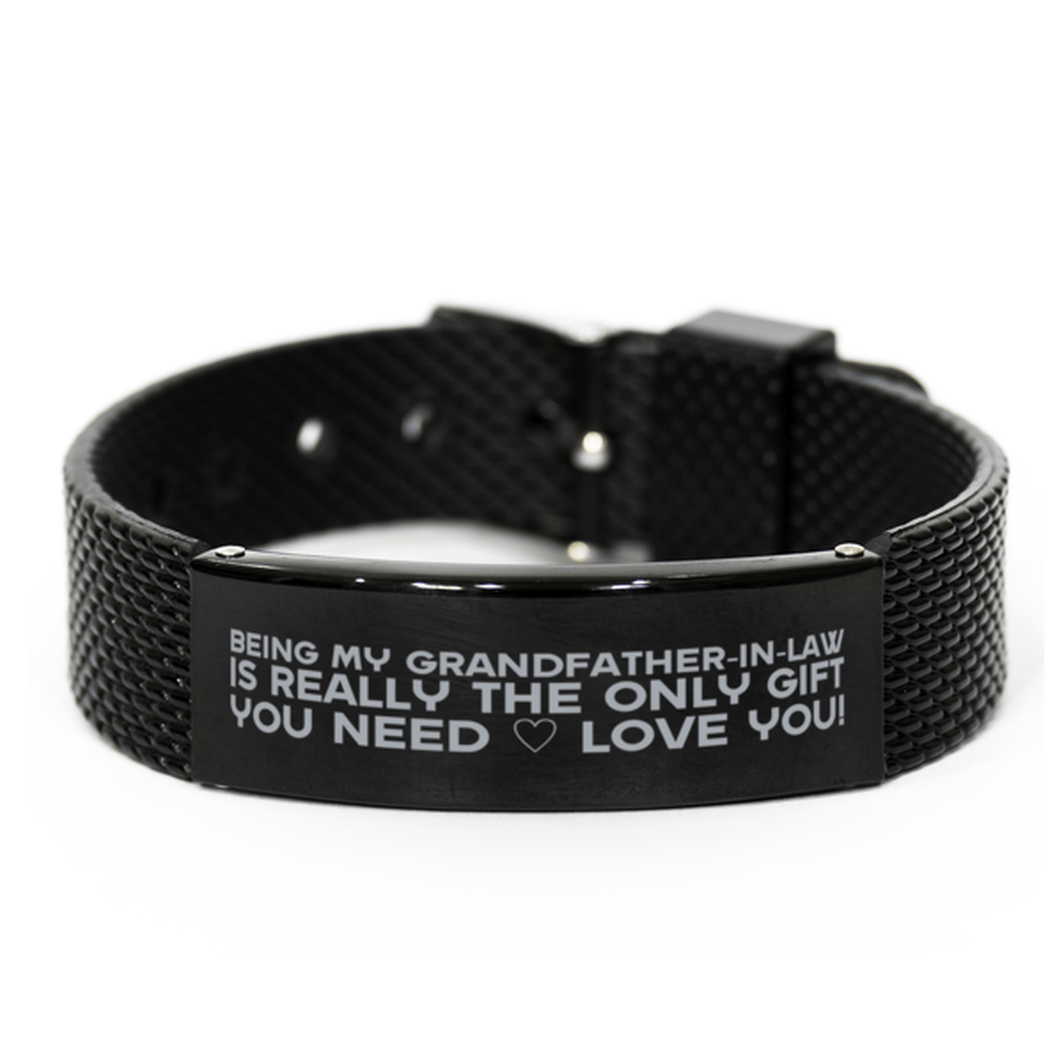 Funny Grandfather-in-law Black Shark Mesh Bracelet, Being My Grandfather-in-law Is Really the Only Gift You Need, Best Birthday Gifts for Grandfather-in-law