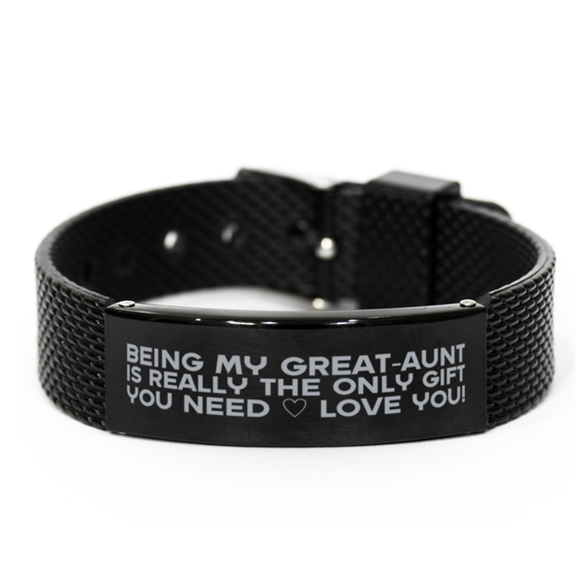 Funny Great-aunt Black Shark Mesh Bracelet, Being My Great-aunt Is Really the Only Gift You Need, Best Birthday Gifts for Great-aunt