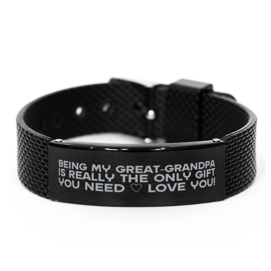 Funny Great-grandpa Black Shark Mesh Bracelet, Being My Great-grandpa Is Really the Only Gift You Need, Best Birthday Gifts for Great-grandpa