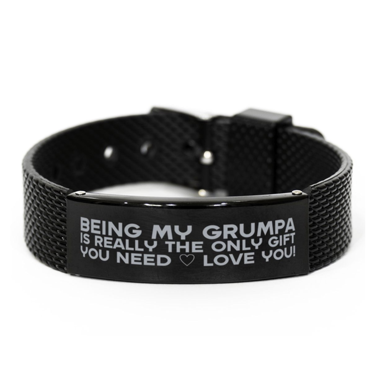 Funny Grumpa Black Shark Mesh Bracelet, Being My Grumpa Is Really the Only Gift You Need, Best Birthday Gifts for Grumpa