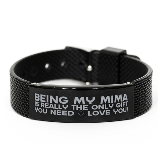 Funny Mima Black Shark Mesh Bracelet, Being My Mima Is Really the Only Gift You Need, Best Birthday Gifts for Mima