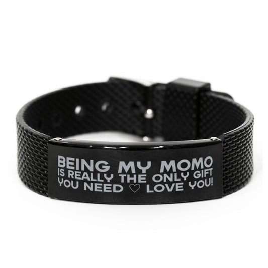 Funny Momo Black Shark Mesh Bracelet, Being My Momo Is Really the Only Gift You Need, Best Birthday Gifts for Momo